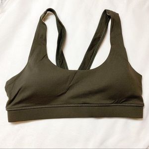 Flexxfit Luxe V-Tape Sports Bra "Olive" Green Large